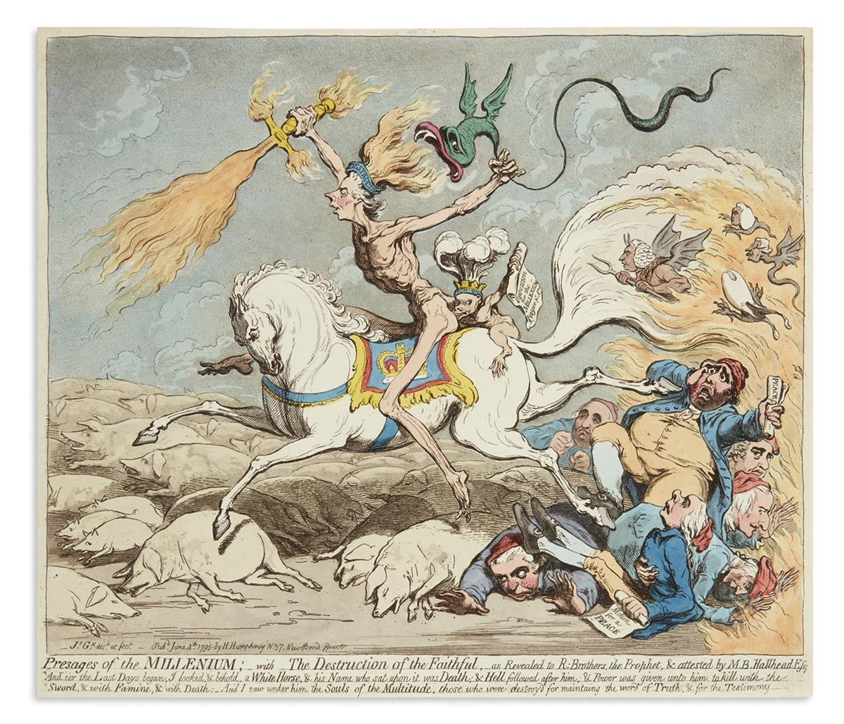 GILLRAY, JAMES. Presages of the Millenium;__With__the Destruction of the Faithful.